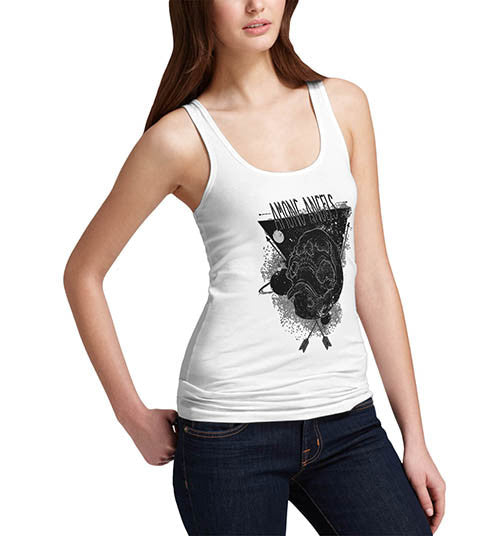 Womens Gothic Skull Graphic Among Angels Tank Top