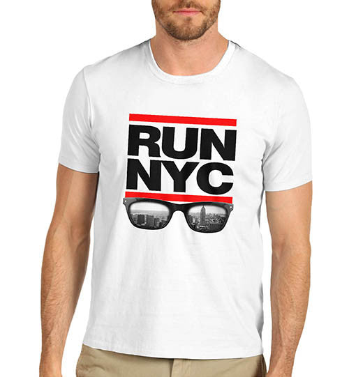Mens Run NYC Glasses Hip Hop T-Shirt
