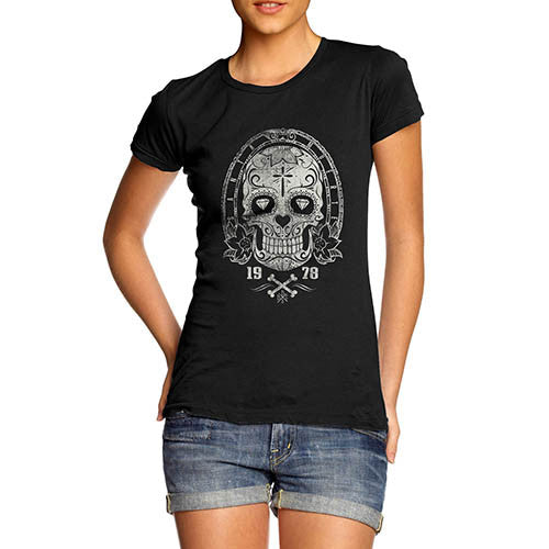Womens Gothic Skull Print Graphic T-Shirt