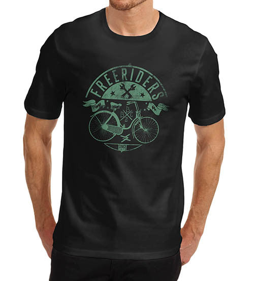 Mens Free Rider Green Bike Distress Print T-Shirt