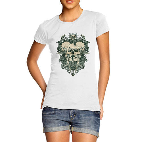 Womens Green Devil Skull Print Graphic T-Shirt