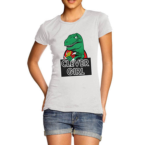 Women's Clever Girl Dinosaur Funny T-Shirt