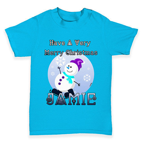 Personalised Christmas Snowman Baby Toddler T-Shirt