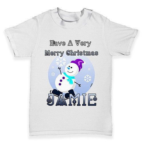 Personalised Christmas Snowman Baby Toddler T-Shirt