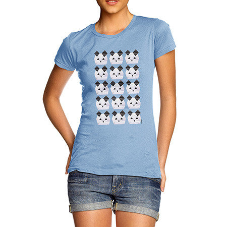 Women's Origami Panda Baby Faces T-Shirt