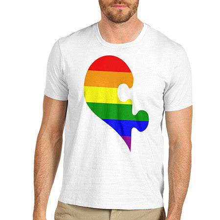 Men's Rainbow Right Puzzle Heart T-Shirt
