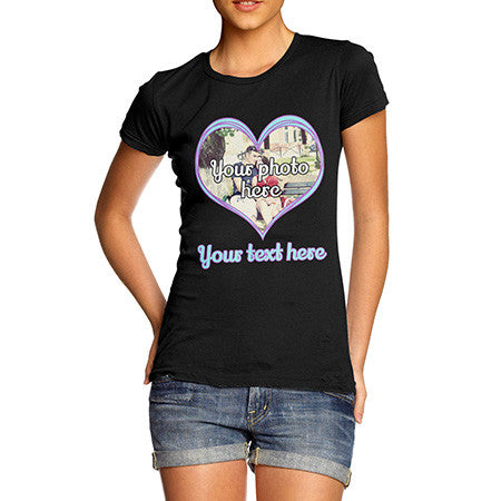 Women's Personalised Valentines Heart Photo T-Shirt