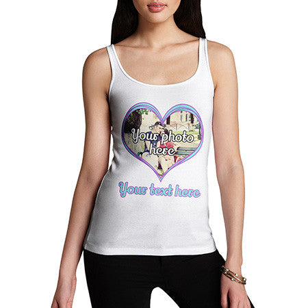 Women's Personalised Valentines Heart Photo Tank Top