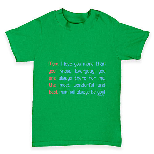 Best Mum Poem Baby Toddler T-Shirt