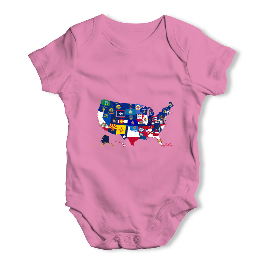 USA States and Flags Baby Grow Bodysuit
