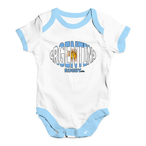 Baby Girl Clothes Argentina Rugby Ball Flag Baby Unisex Baby Grow Bodysuit 0-3 Months White Blue Trim