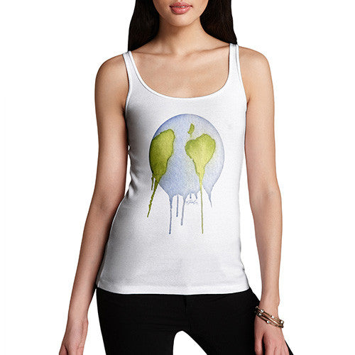 Women's Dripping Watercolour Planet Earth Tank Top