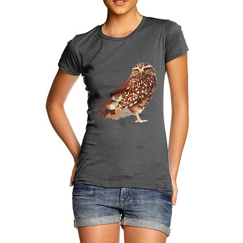 Women's Watercolour Pixel Little Owl T-Shirt