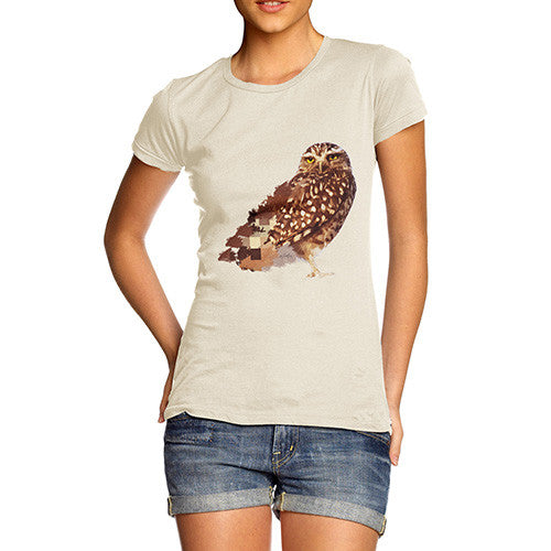 Women's Watercolour Pixel Little Owl T-Shirt