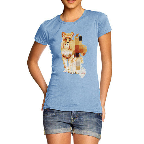 Women's Watercolour Pixel Lion T-Shirt