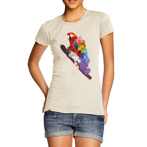 Women's Watercolour Pixel Rainbow McCaw Parrot T-Shirt