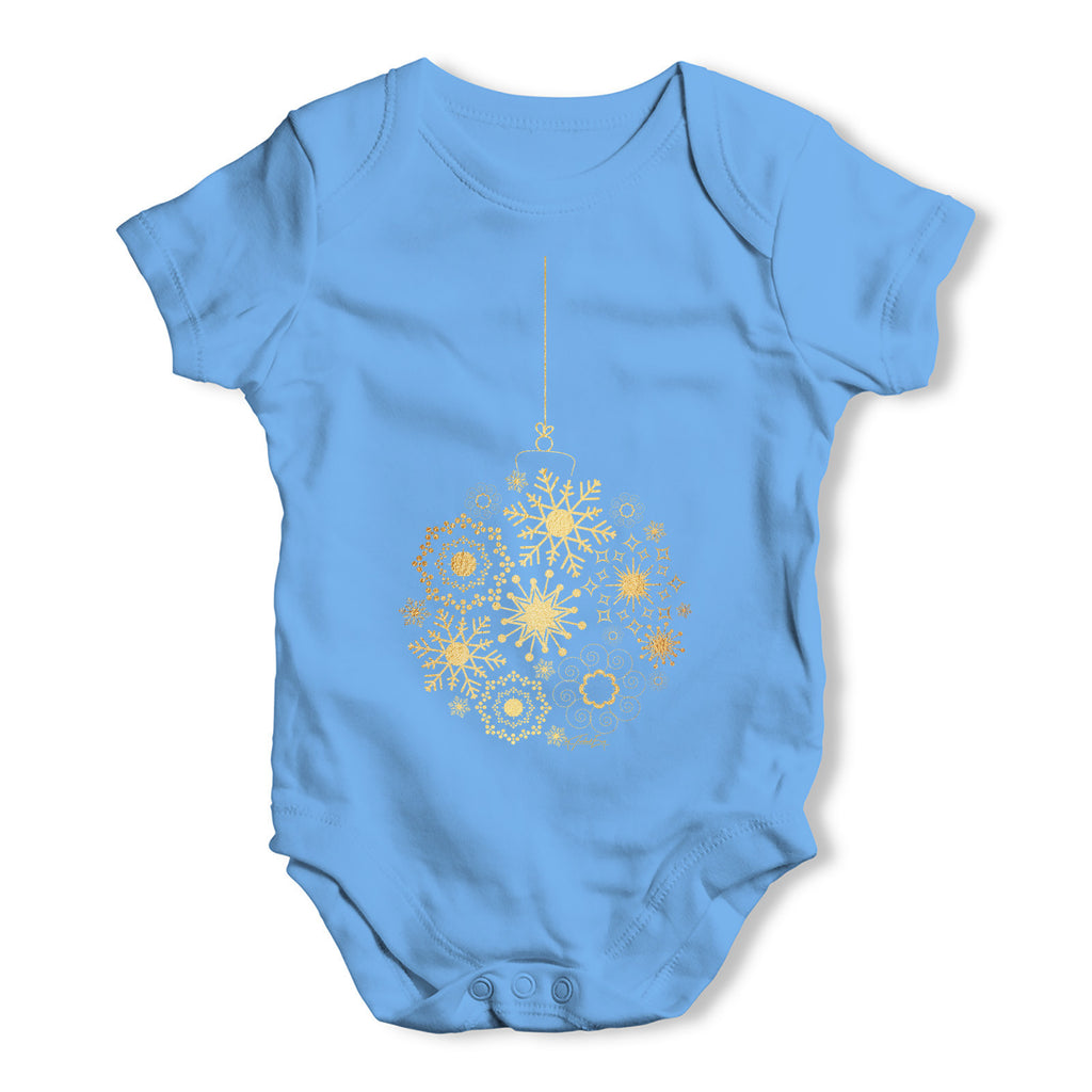 Golden Snowflake Bauble Baby Grow Bodysuit