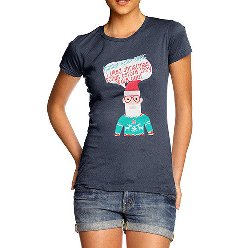 Women's Hipster Santa Christmas Songs T-Shirt