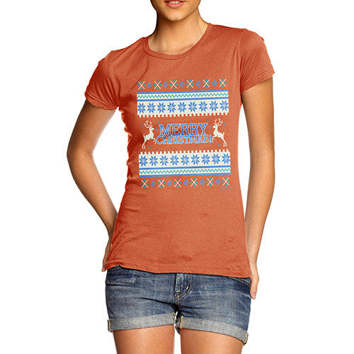 Women's Merry Christmas Knitted Jumper T-Shirt