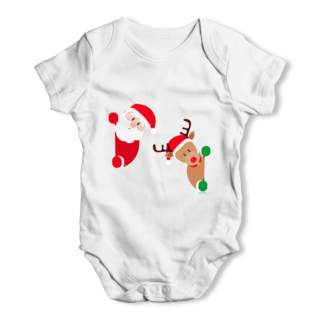 Santa & Rudolph Peekaboo Baby Grow Bodysuit