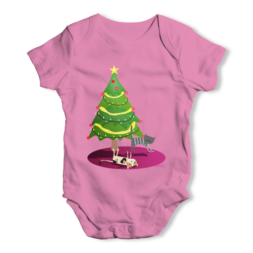 Cats Under The Christmas Tree Baby Grow Bodysuit