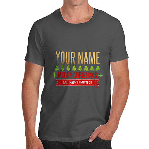 Men's Personalised Merry Christmas And Happy New Year T-Shirt