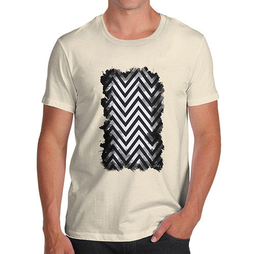 Men's Black & White Geometric Chevron Pattern T-Shirt