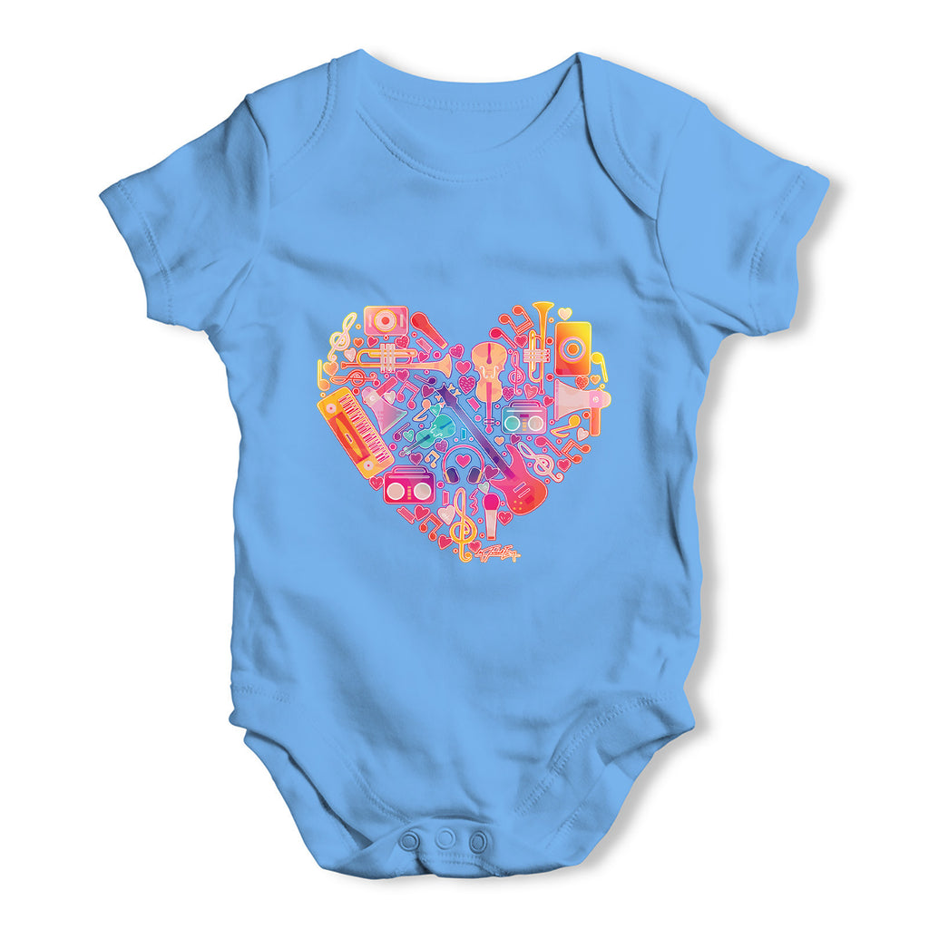 Love Heart Musical Instruments Baby Grow Bodysuit