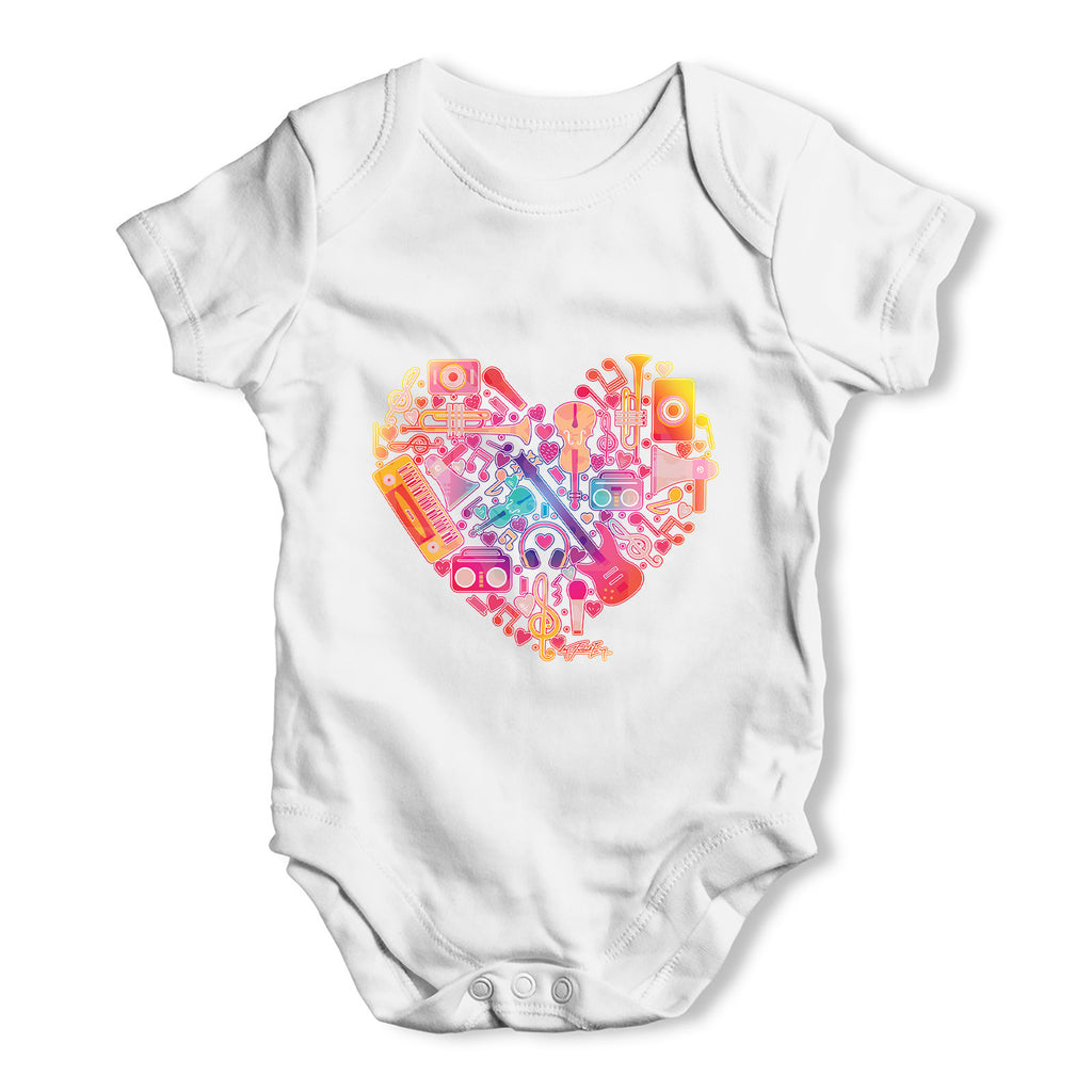 Love Heart Musical Instruments Baby Grow Bodysuit
