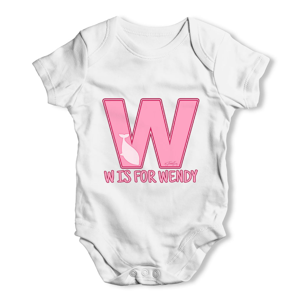 Personalised Letter W Baby Grow Bodysuit