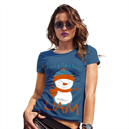 Christmas Snowman Personalised Women's T-Shirt 