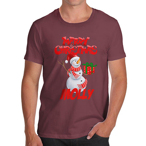 Merry Christmas Snowman Personalised Men's T-Shirt