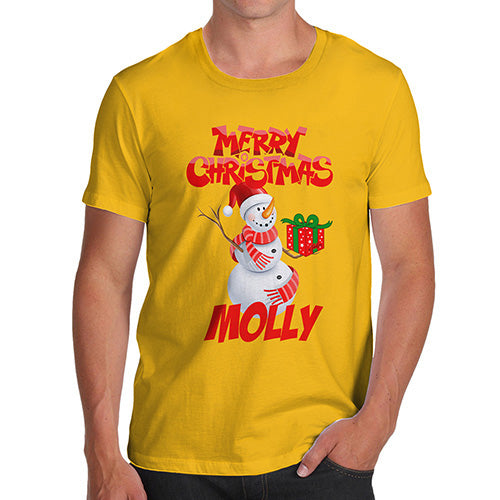 Merry Christmas Snowman Personalised Men's T-Shirt