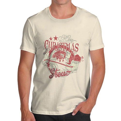 Grunge Christmas Santa Sleigh Personalised Men's T-Shirt