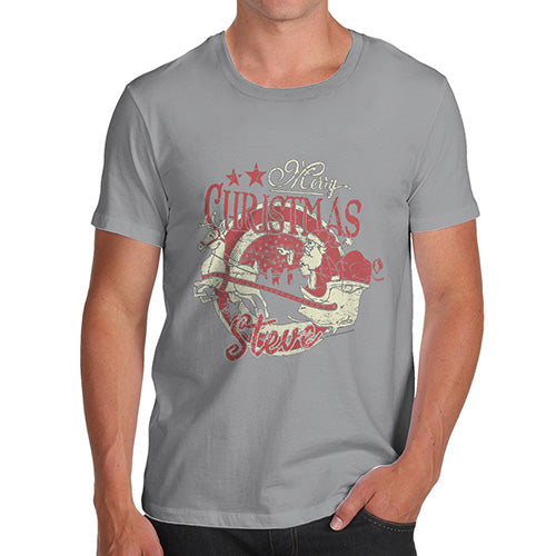 Grunge Christmas Santa Sleigh Personalised Men's T-Shirt