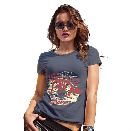 Grunge Christmas Santa Sleigh Personalised Women's T-Shirt 