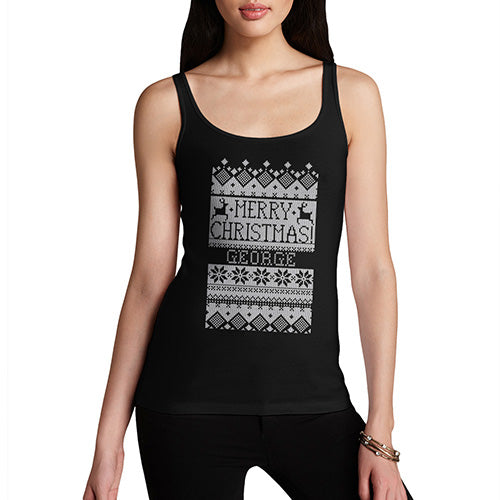 Merry Christmas Traditional Pattern Personalised Women's Tank Top