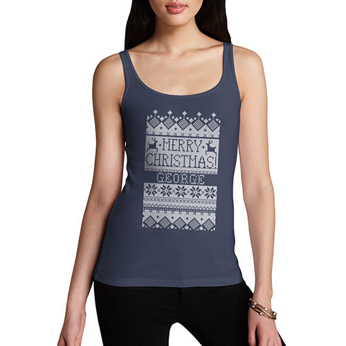 Merry Christmas Traditional Pattern Personalised Women's Tank Top