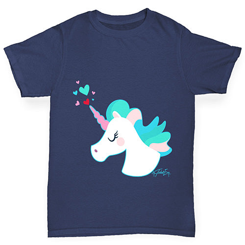 Unicorn Horn Hearts Girl's T-Shirt 