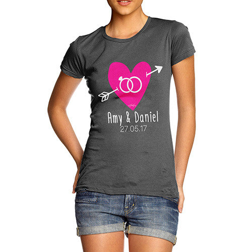 Personalised Couples Name Cupid's Heart Women's T-Shirt 