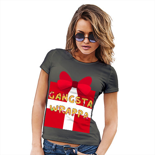 Funny T Shirts For Mum Gangsta Wrappa Women's T-Shirt Medium Khaki