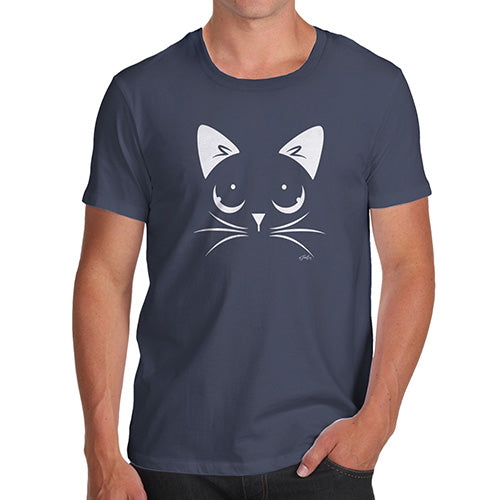 Novelty Tshirts Men Funny Cat Eyes Men's T-Shirt Large Navy