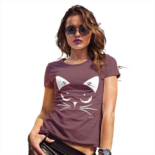 Funny Shirts For Women Cat Eyes Women's T-Shirt Medium Burgundy
