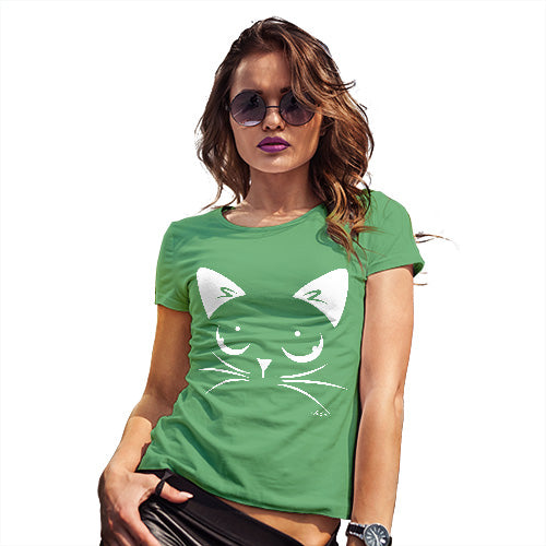 Funny T-Shirts For Women Sarcasm Cat Eyes Women's T-Shirt Medium Green