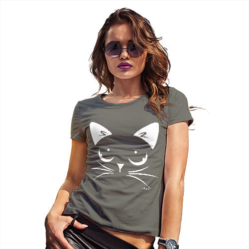 Womens Humor Novelty Graphic Funny T Shirt Cat Eyes Women's T-Shirt Small Khaki