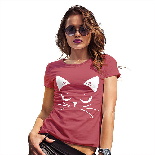 Funny T-Shirts For Women Cat Eyes Women's T-Shirt Large Red