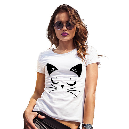 Funny T Shirts For Mom Cat Eyes Women's T-Shirt Small White