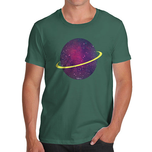 Novelty T Shirts For Dad Space Planet Men's T-Shirt Large Bottle Green