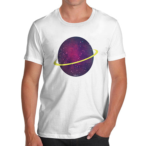 Novelty Tshirts Men Space Planet Men's T-Shirt Small White