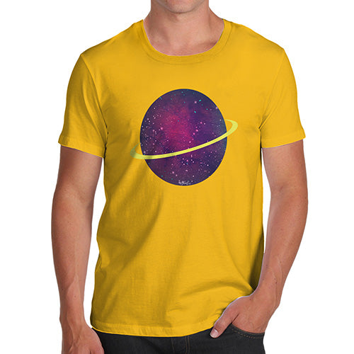 Mens Novelty T Shirt Christmas Space Planet Men's T-Shirt Large Yellow